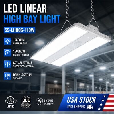 چراغ خطی LED 300 وات های‌بِی با قابلیت انتخاب CCT و توان، 45000 لومن، UL DLC Premium، ضد خوردگی WF1 برای انبار، سالن ورزشی، کارخانه